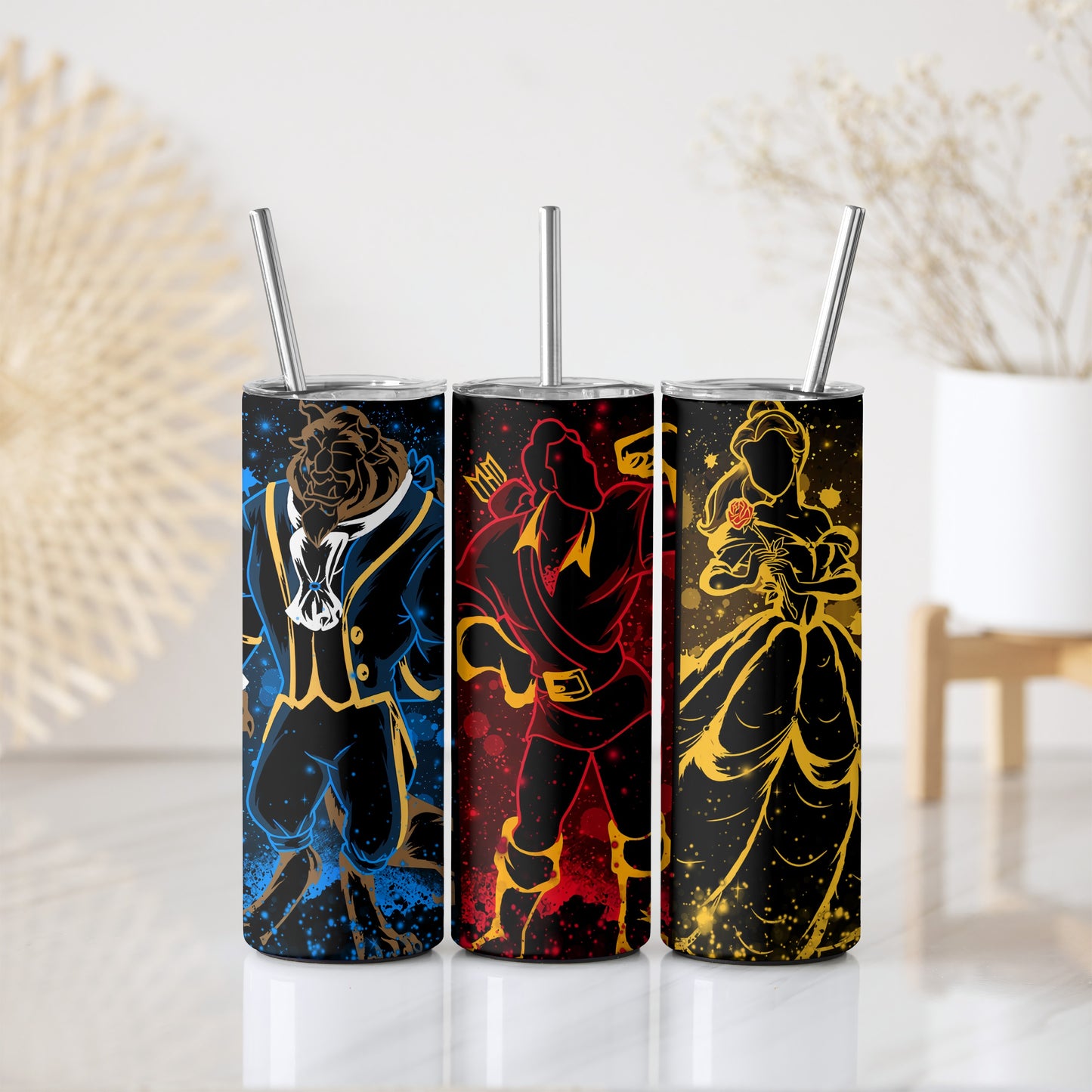 Vibrant Princess Belle Inspired Steel Tumbler, Enchanting Magic Kingdom Cup