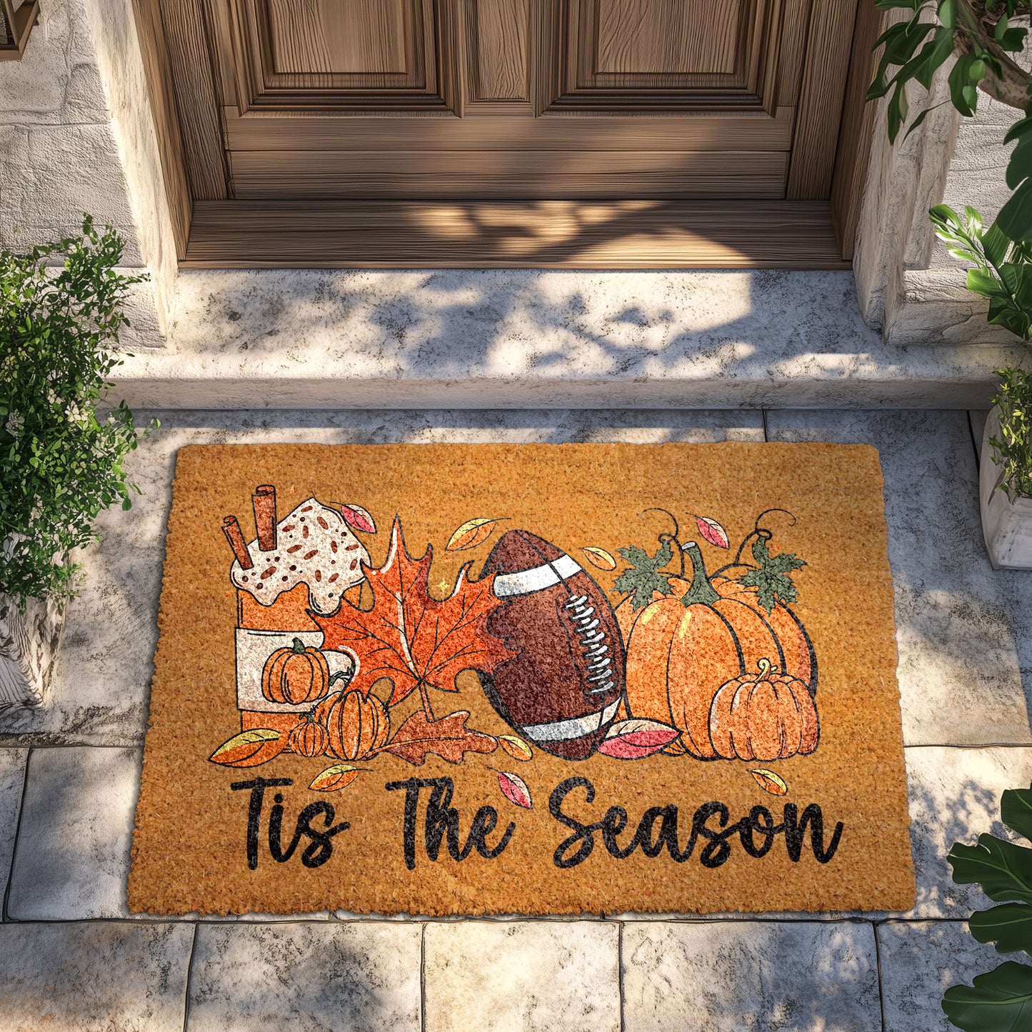 Cozy Welcome: Thanksgiving Mat, Pumpkin Spice, Football β Perfect Housewarming Gift!