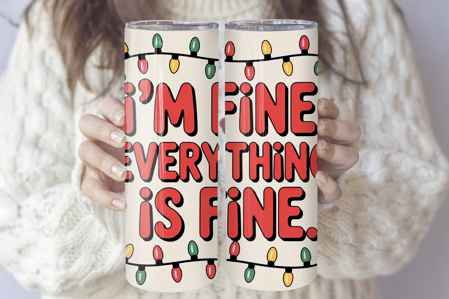 Sarcastic Christmas Lights Tumbler, Motivational Stainless Steel Bottle, Xmas Theme
