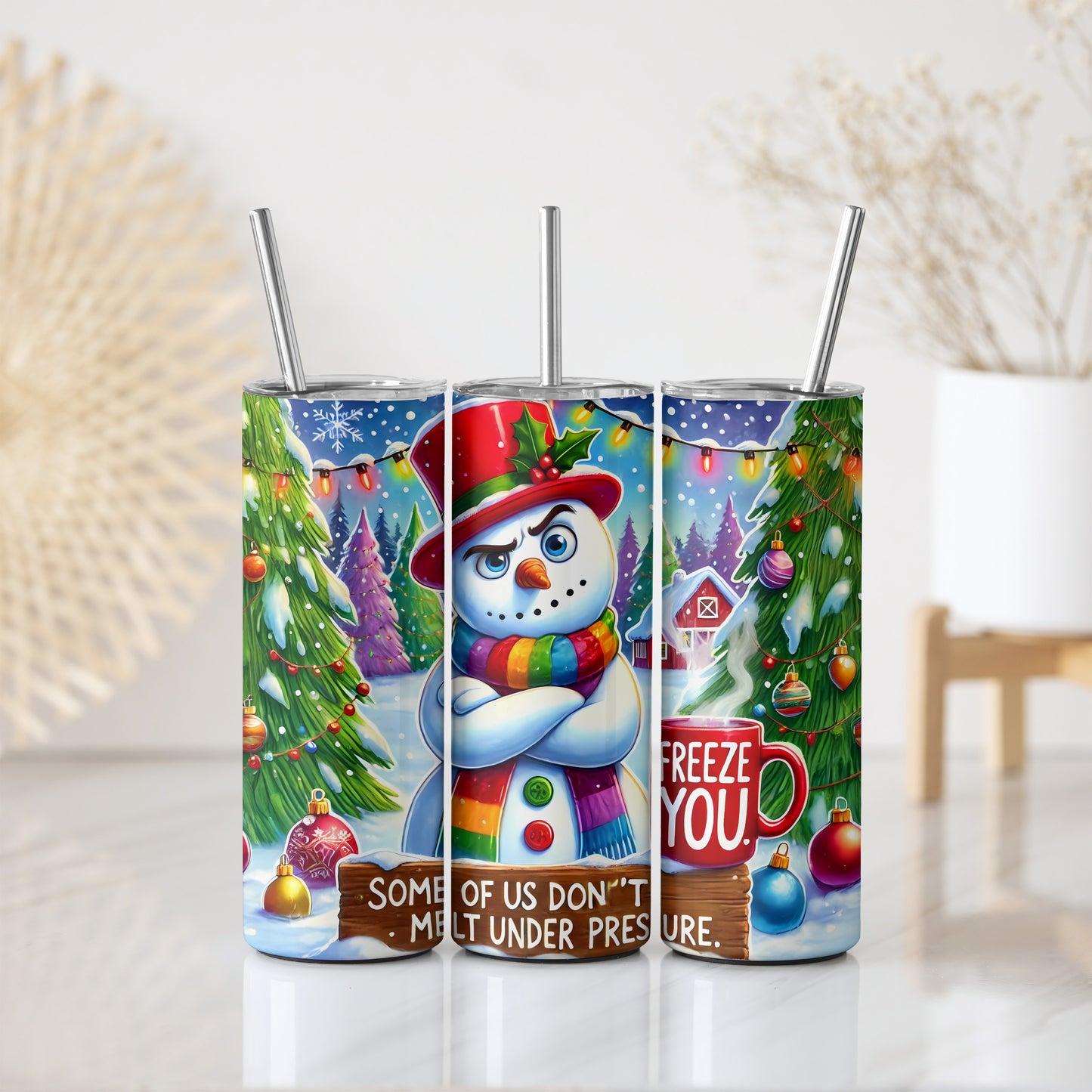 Quirky Snowman Tumbler, Festive Family Jolly on Winter Adventure