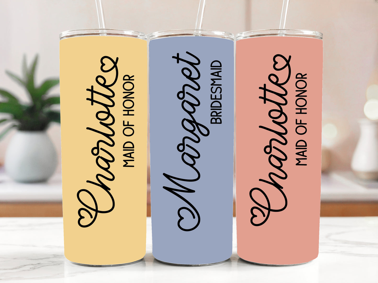 Personalized Bridal Tumbler, Matching Steel Bottle, Wedding Gift, Insulated Tumbler