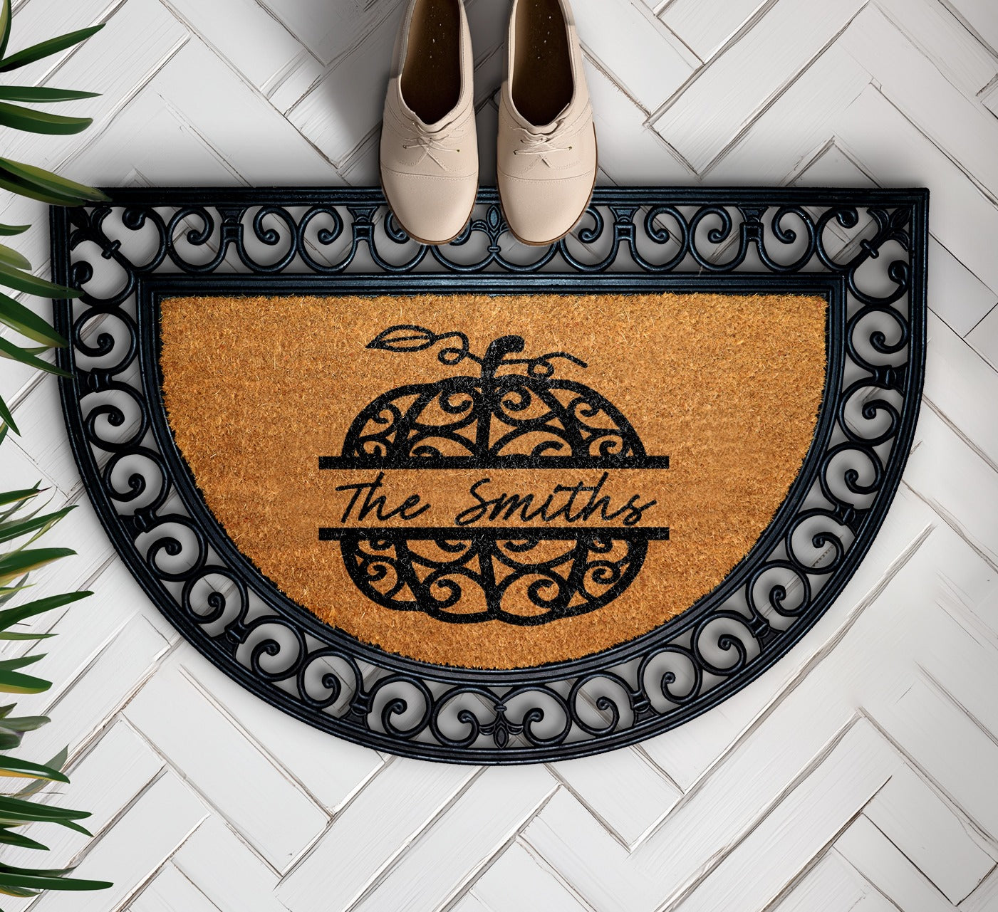 Personalized Last Name Pumpkin Doormat, Fall Home Decor, Housewarming Gift