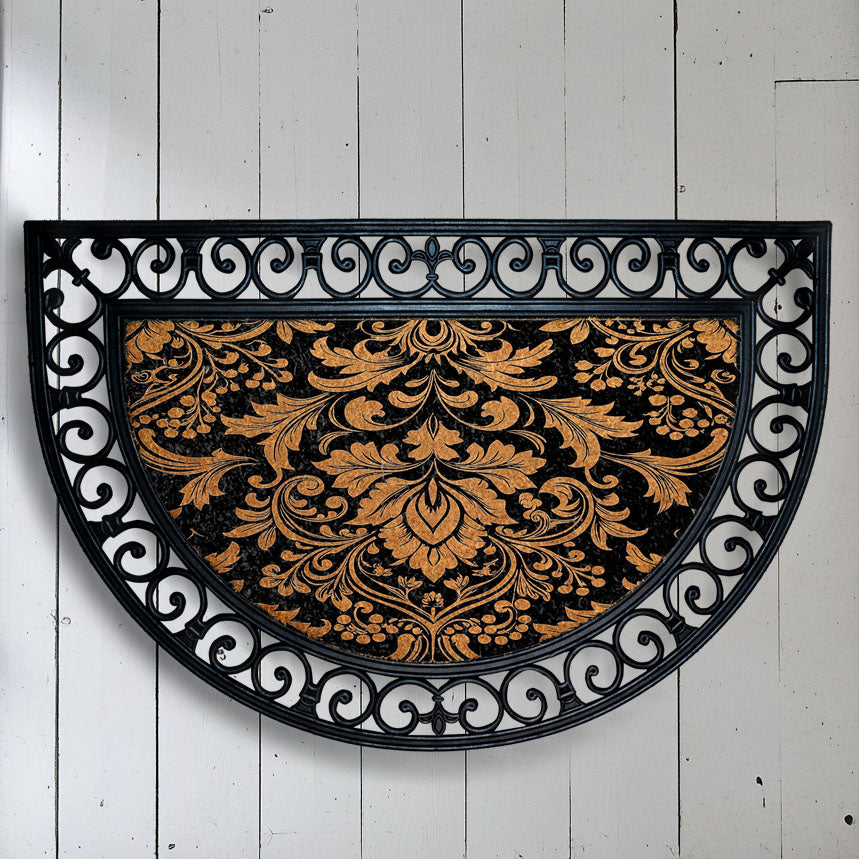 Elegant Damask Coco Doormat, Baroque Style Entryway Rug, Durable Chic