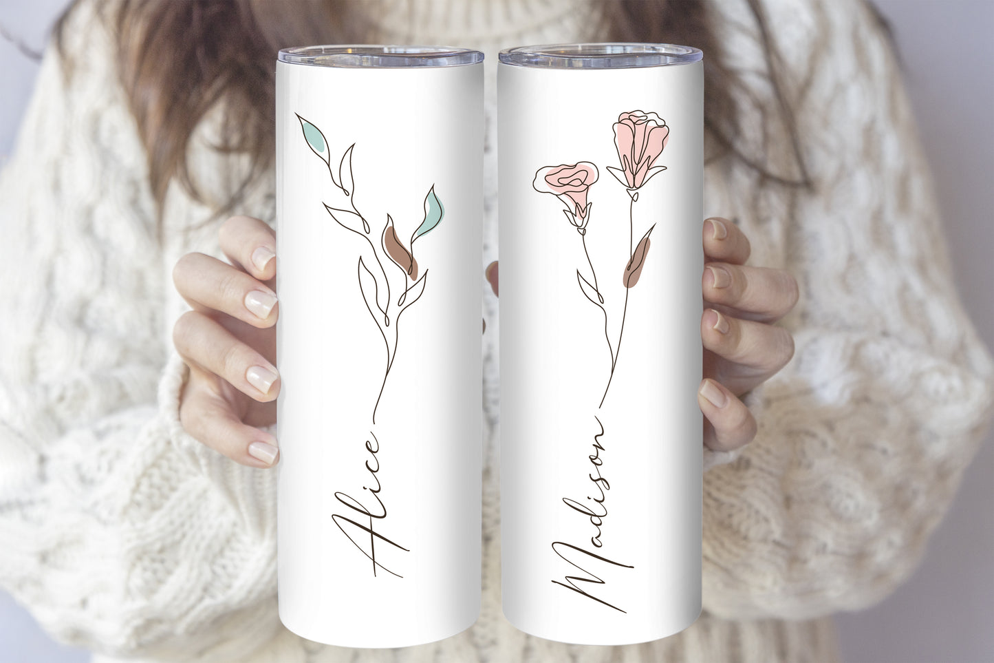 Stainless Steel Tumbler with Straw, Floral Design, Insulated - Shop Now!