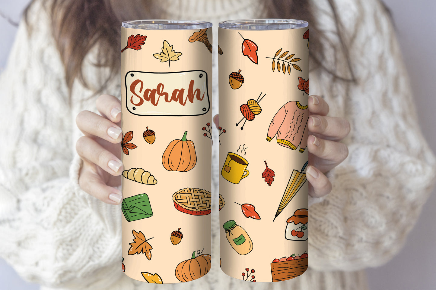 Customized Fall Tumbler, Stylish Pumpkin Spice Coffee Cup, Insulated & Fun