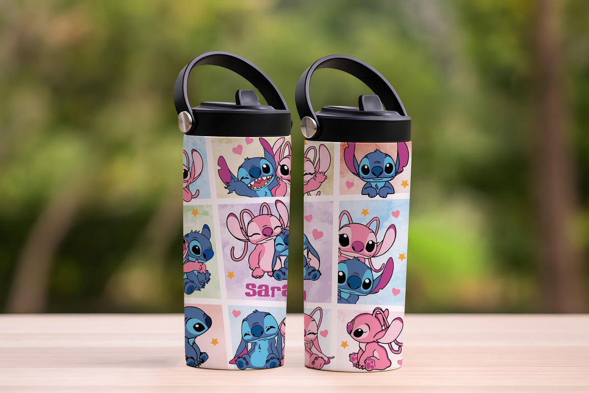 Custom Name Cute Alien Kids Tumbler, Personalized Steel Water Bottle, Back to School Gift