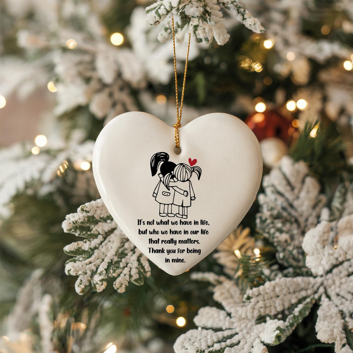 Friendship Christmas Ornament, Heart Ceramic Ornament, Loved Ones Keepsake