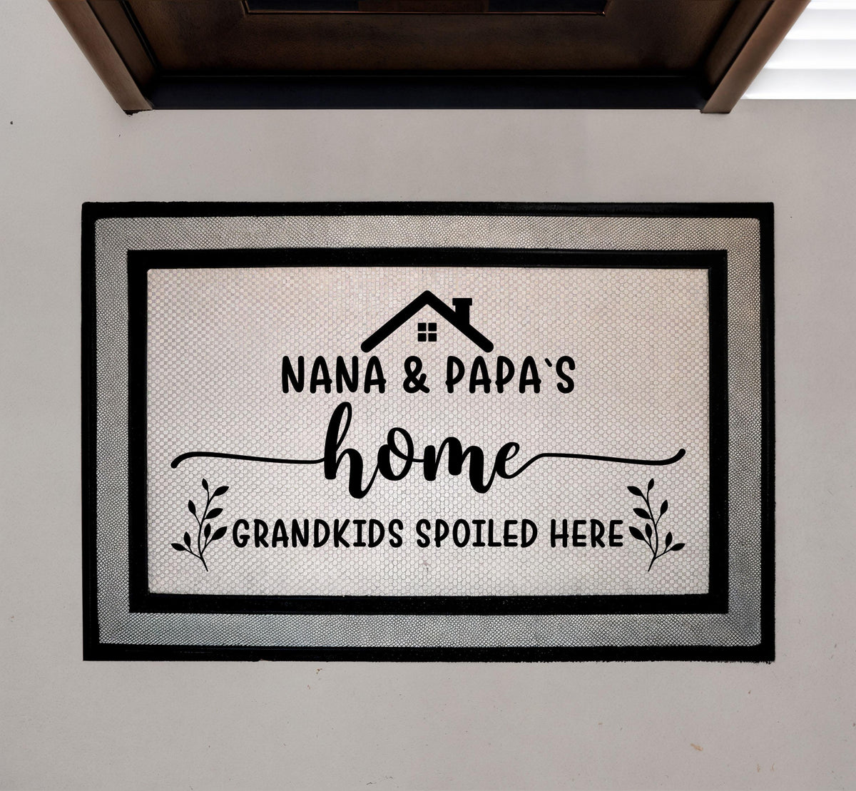 Grandkids Spoiled Here Doormat, Nana and Papa Welcome Mat