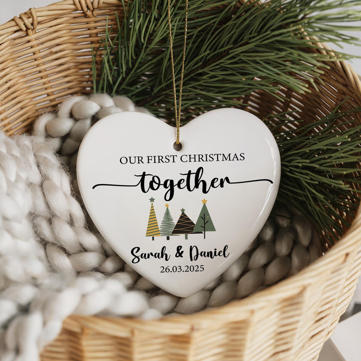 Personalized Newlywed Christmas Ornament, First Christmas Together Keepsake