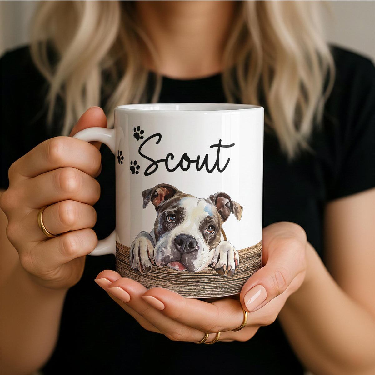 Custom Dog Portrait & Name Mug, Personalized Pet Faces Cup, Pets Lover Gift, Dogs Mom Dad Present, New Puppy Owner Gifts