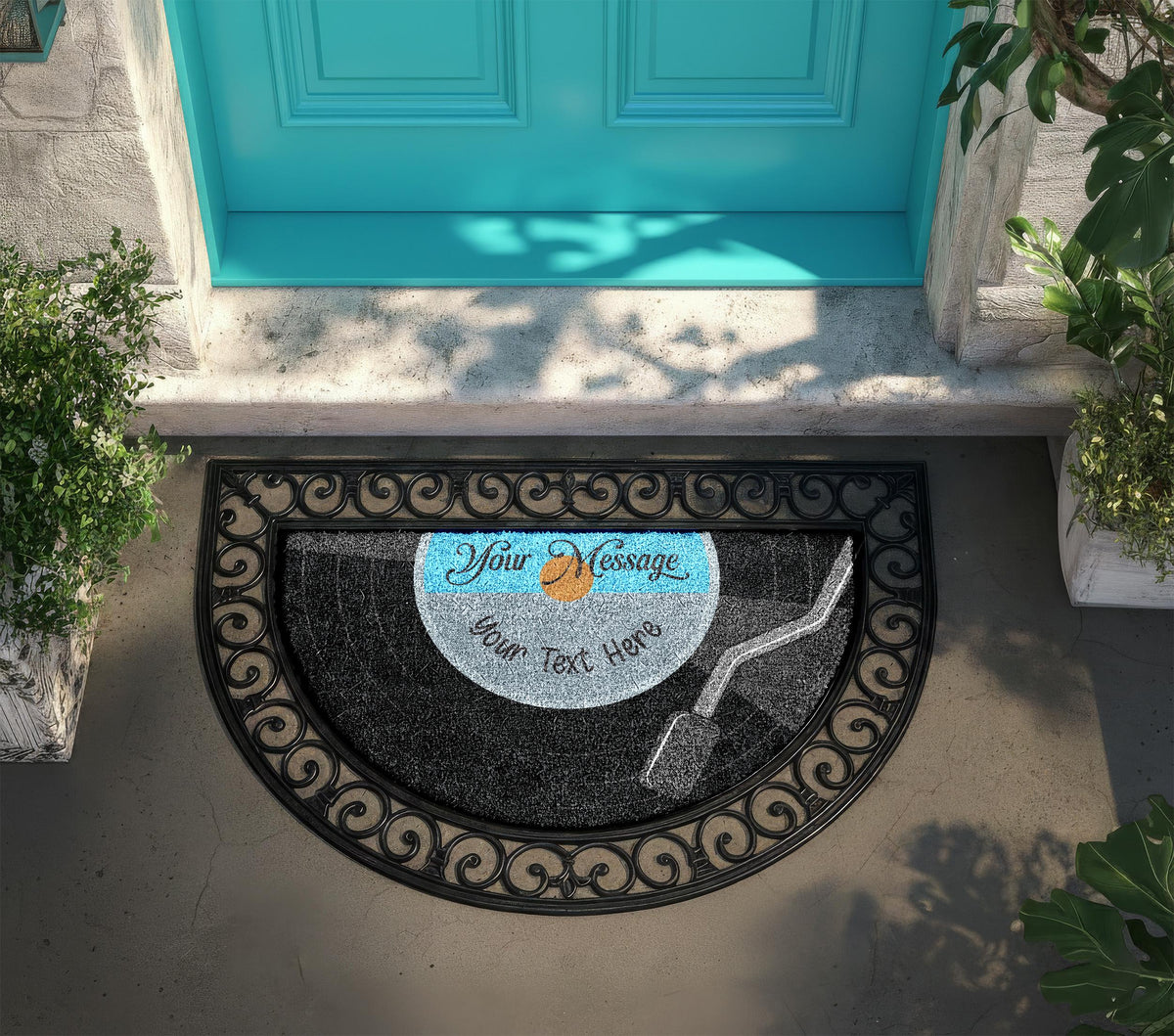 Personalized Record Doormat, Custom Turntable Welcome Mat, Musician Family Home Entrance Decor, Music Lover Housewarming Gift