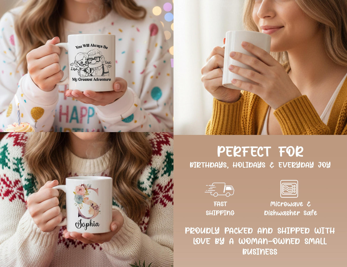 Best Mom Ever Mug, Mother's Day Floral Coffee Cup, Cute Line Art Mom Gift