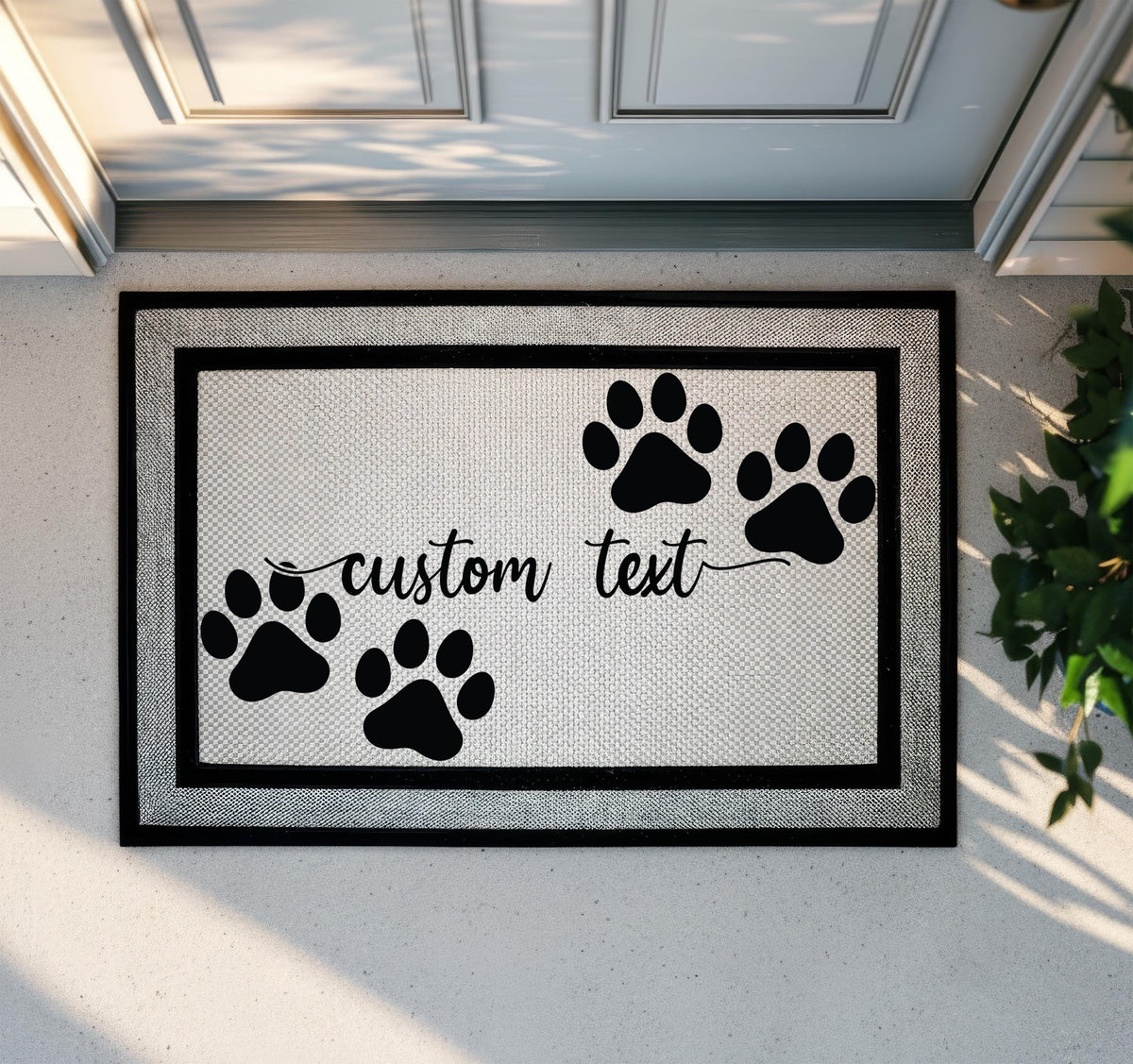 Personalized Text Paw Print Welcome Mat, Custom Pet Lover Doormat, Dog House Entrance Decor, Cat Owner Front Porch Rug, Housewarming Gift