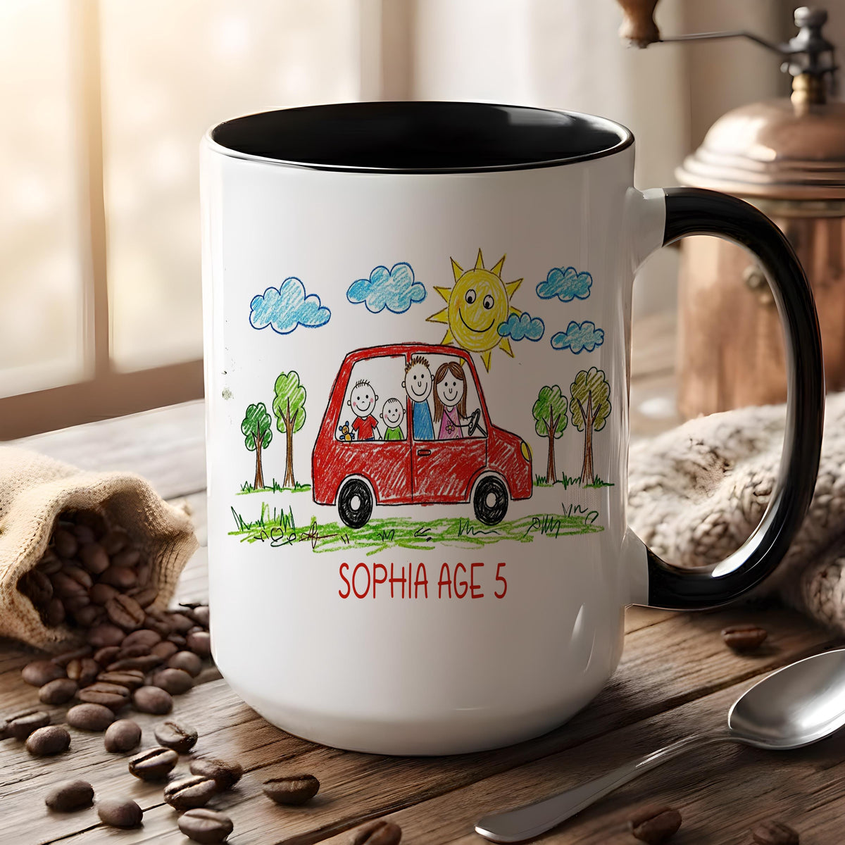 Personalized Kids Drawing Mug, Custom Child's Artwork Coffee Cup, Custom Art Keepsake