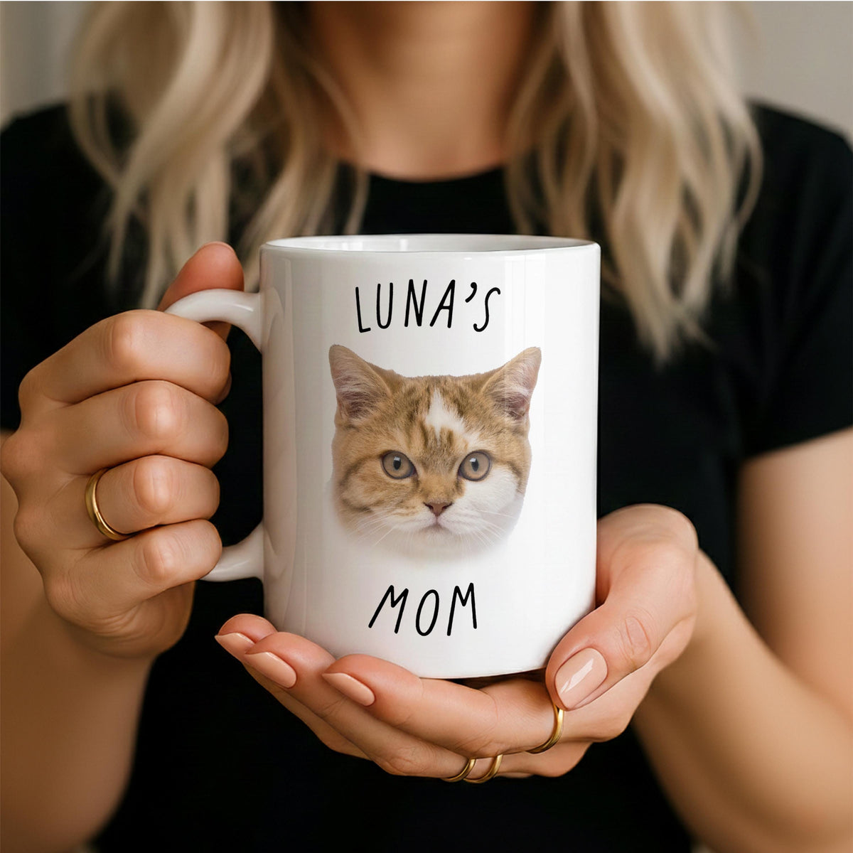 Personalized Cat's Mom Mug, Cat Photo Custom Cup, Cats Lover Mom Gift, Mother's Day Present