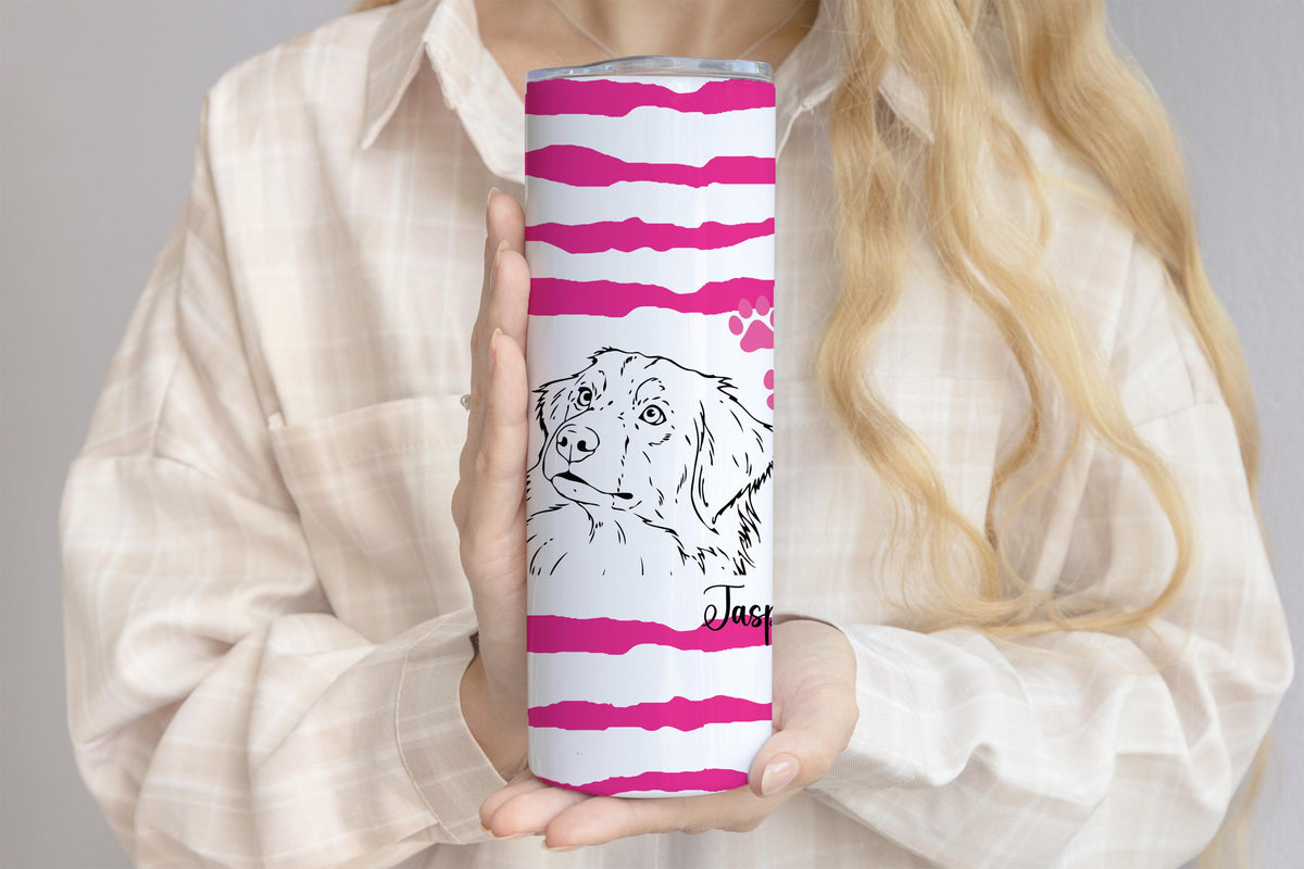 Personalized Line Art Pet Tumbler, Dog Portrait Travel Cup, Custom Dog Drawing From Photo Mug, Dog Lover Mom Gift, Pet Memorial Present