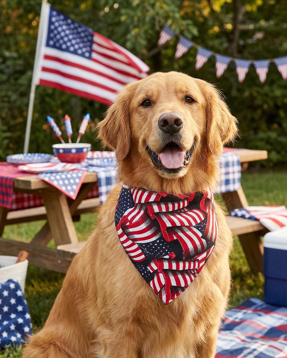 USA Flag Dog Bandana, Patriotic Pet Scarf, Memorial Day Dog Gift, 4th of July Pet Bandana, New Dog Gift, Outdoor Pet Accessories