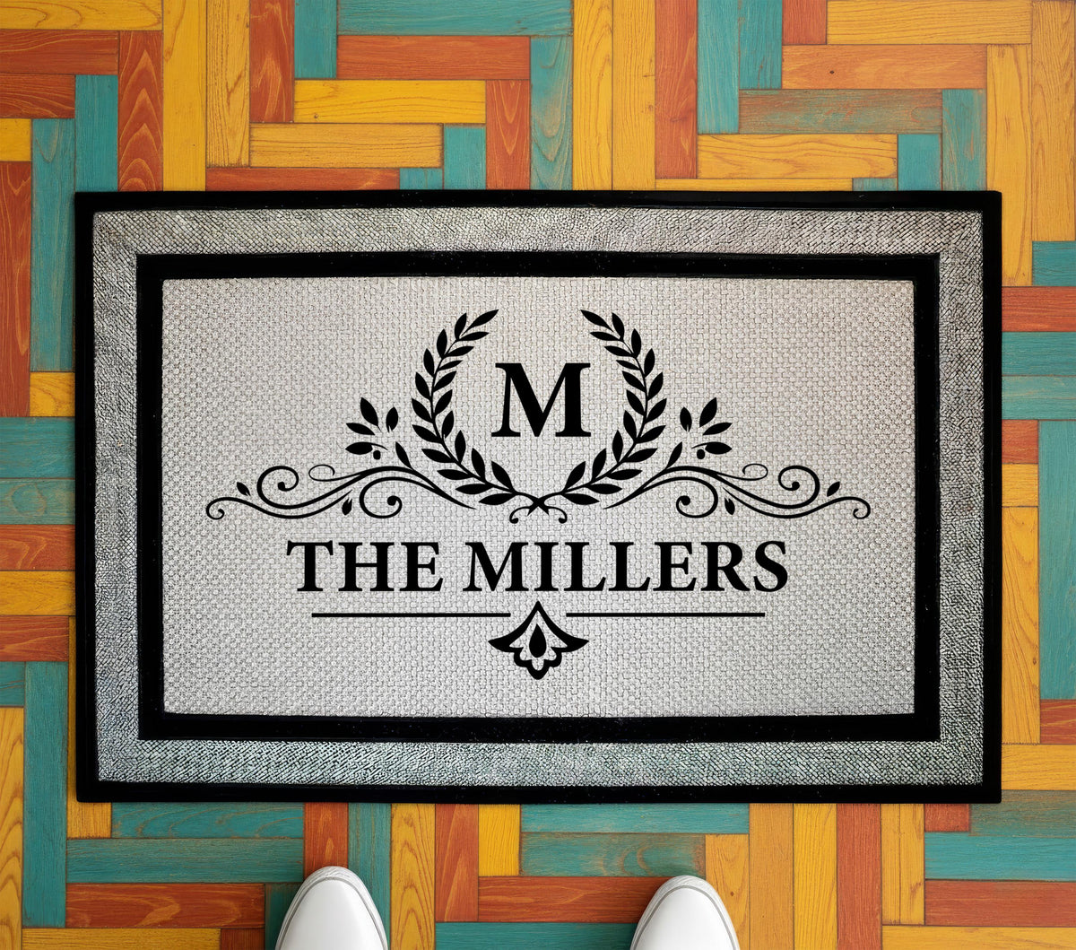 Personalized Last Name & Est. Year Doormat, Elegant Monogram Welcome Mat, Unique Housewarming Gift, New Home Owners Present, Wedding Gifts