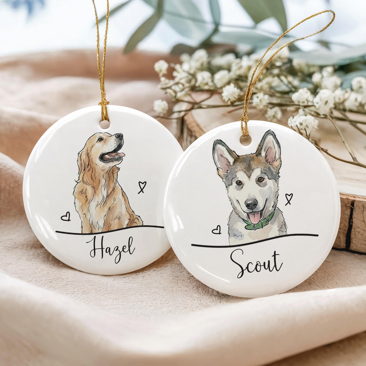 Custom Dog Ornament, Personalized Pet Photo Memorial Gift, Forever Loved Dog Remembrance Keepsake, Dog Sympathy Gift, Dog Loss Ornament