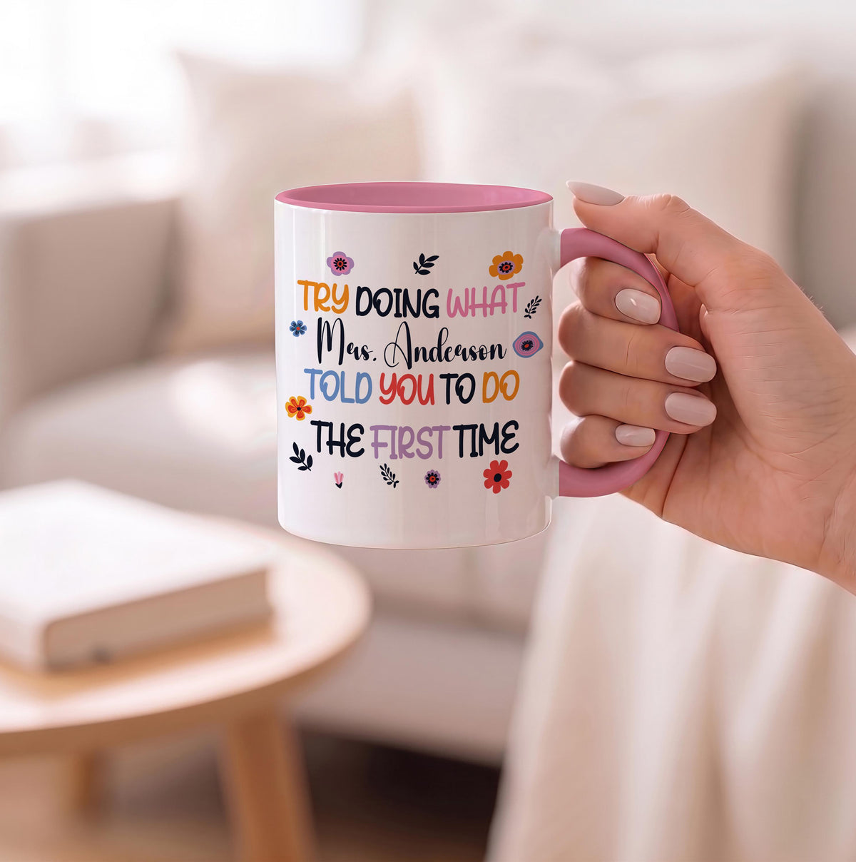 Personalized Floral Teacher Appreciation Coffee Cup