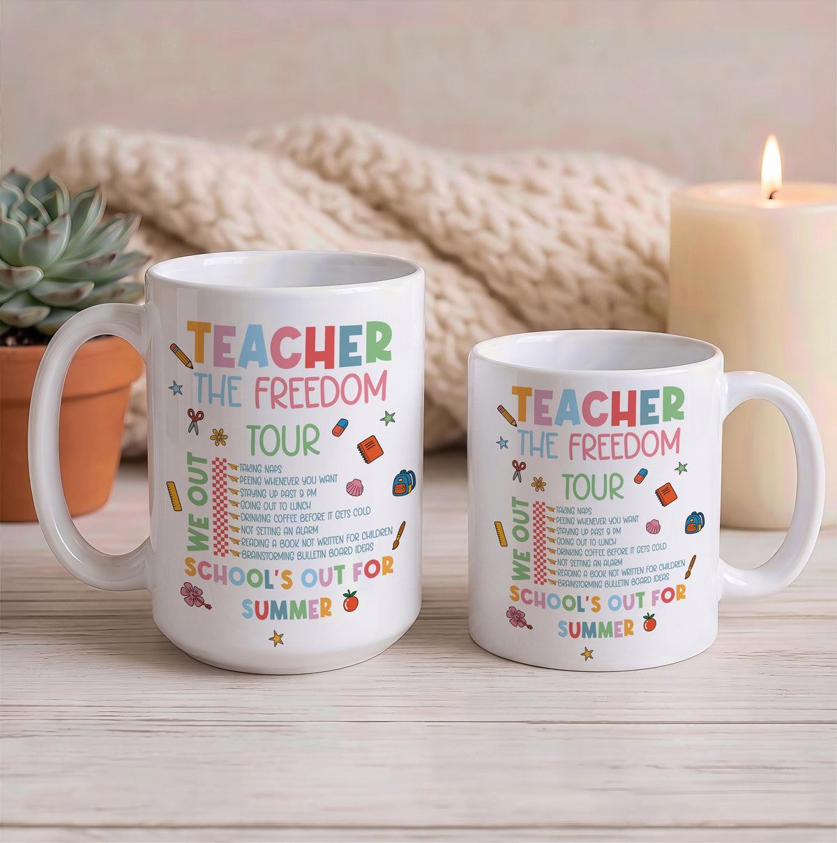 Teacher We Out Freedom Tour Ceramic Cup, Funny Last Day of School Coffee Mug