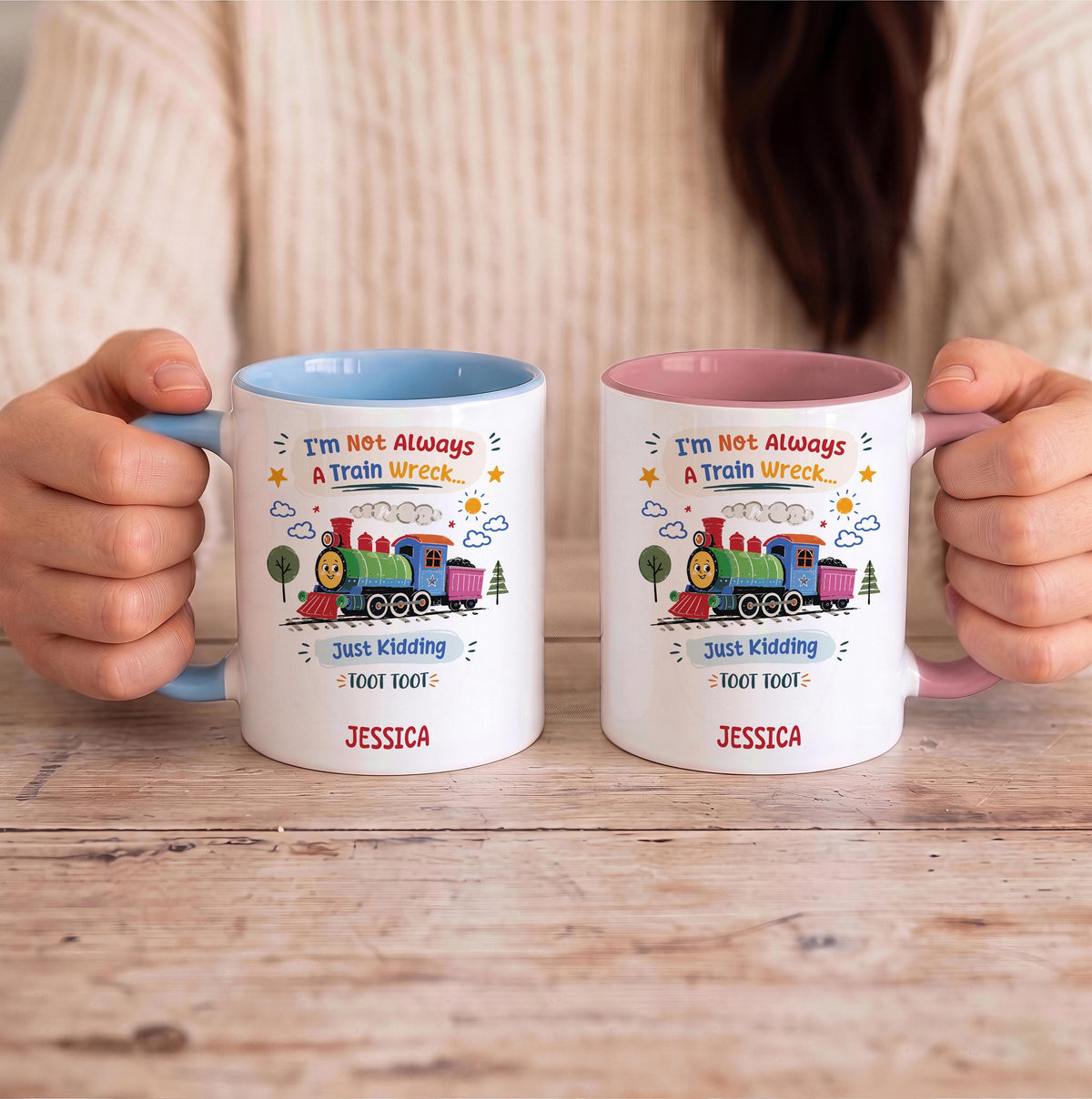 Personalized Train Wreck Coffee Mug, Sarcastic Humor Gift, Ceramic Cup