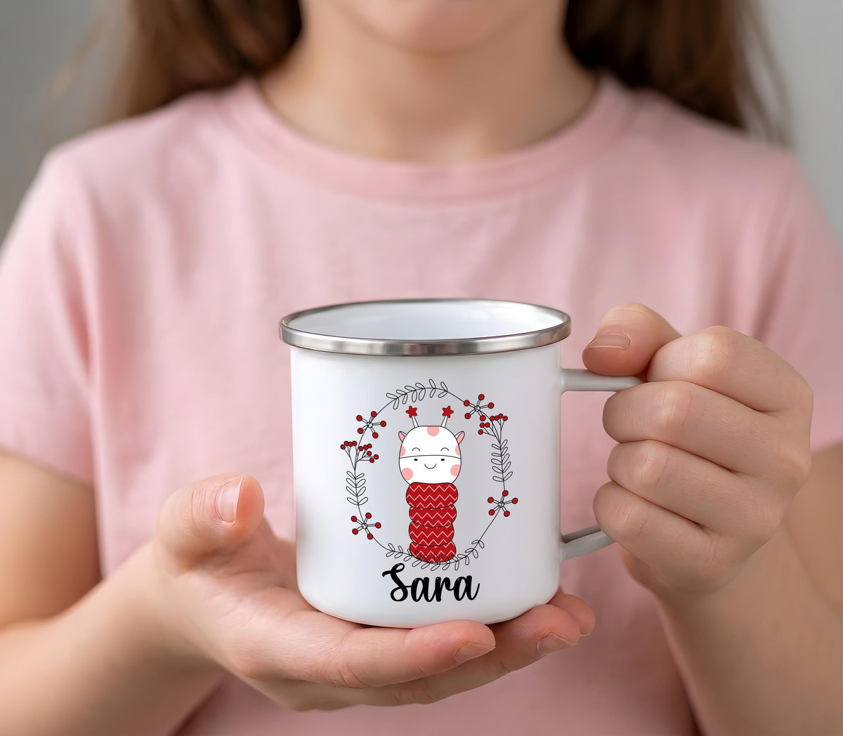 Personalized Stainless Steel Winter Animals Mug, Custom Name Kids Adventure Cup