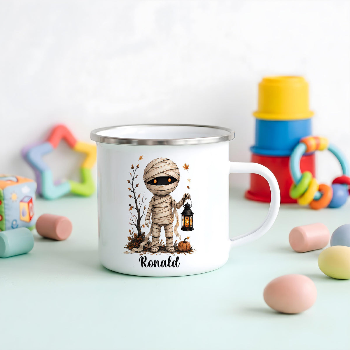 Personalized Halloween Camp Mug, Spooky Season Stainless Steel Cup, Custom Name Drinkware