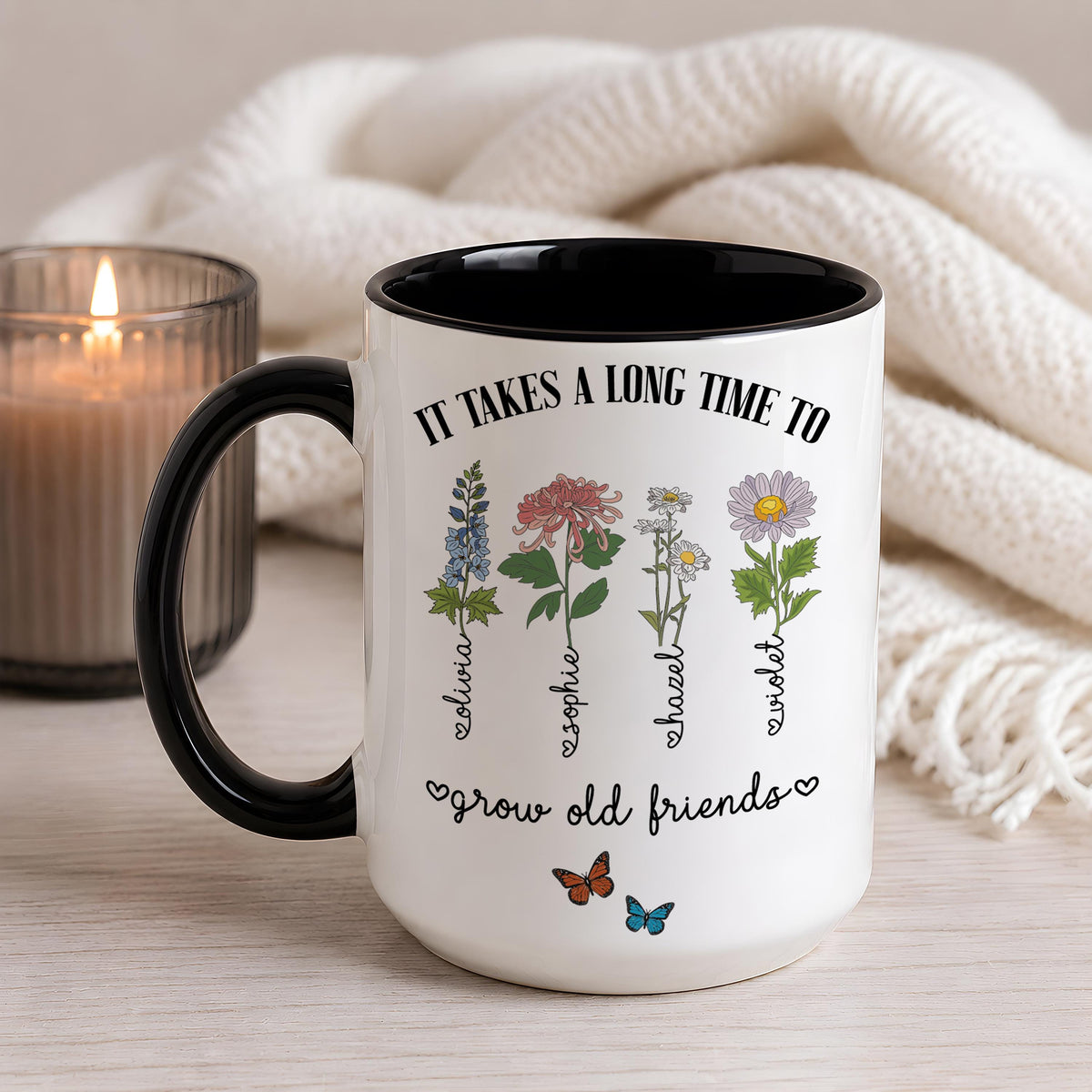 Personalized Birth Flower Besties Coffee Mug