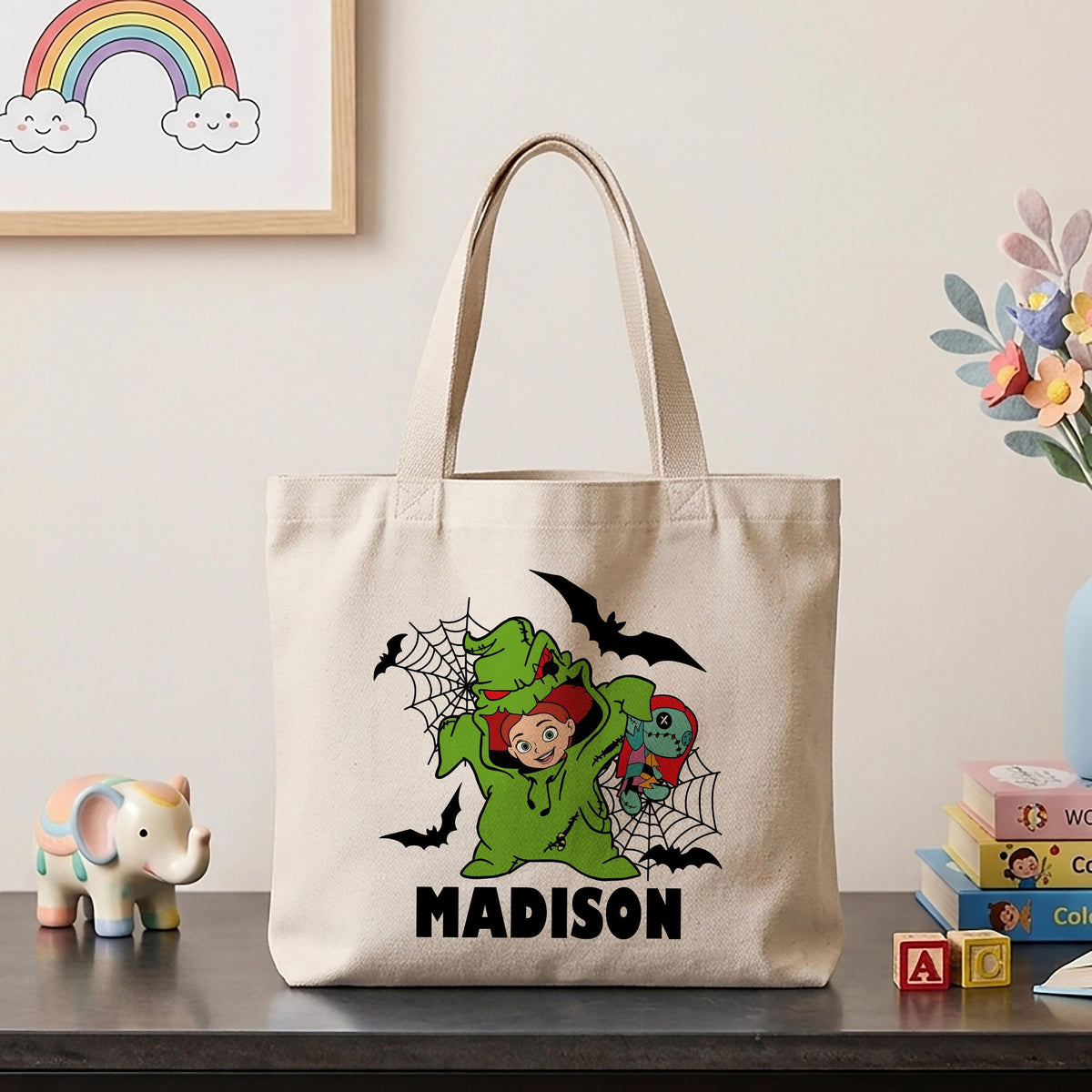 Personalized Green Monster Toy Friends Trick or Treat Bag