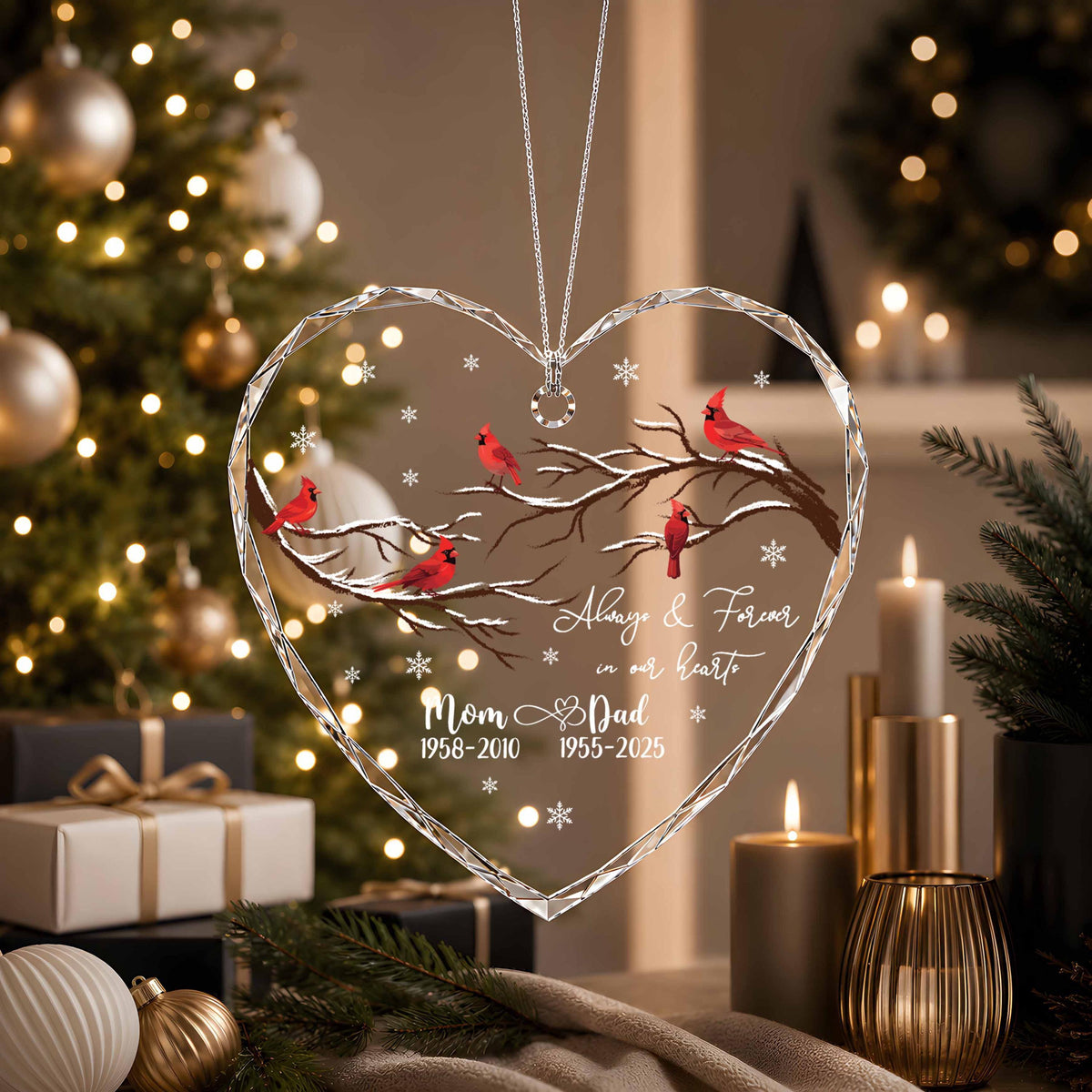 Custom Loss of Parents Memorial Ornament, Always & Forever Remembrance Keepsake