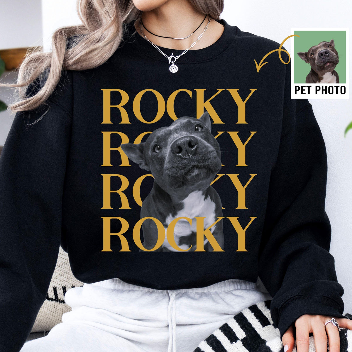 Custom Pet Photo And Name Sweatshirt, Personalized Pet Sweatshirt, Customized Picture Dog Hoodie, Dog Lover Gift, Pet Loss Gift