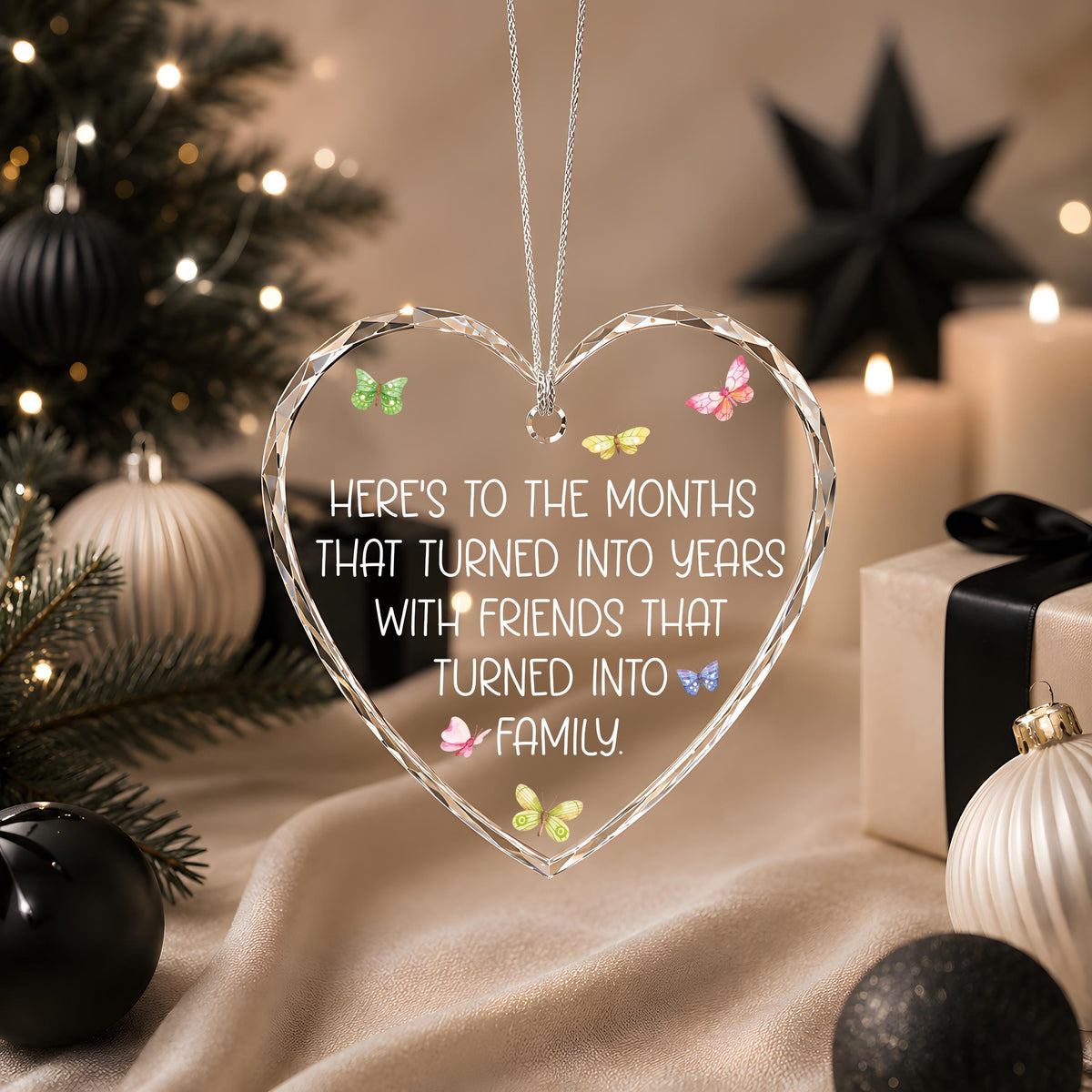 Friends That Turned Into Family Crystal Glass Ornament