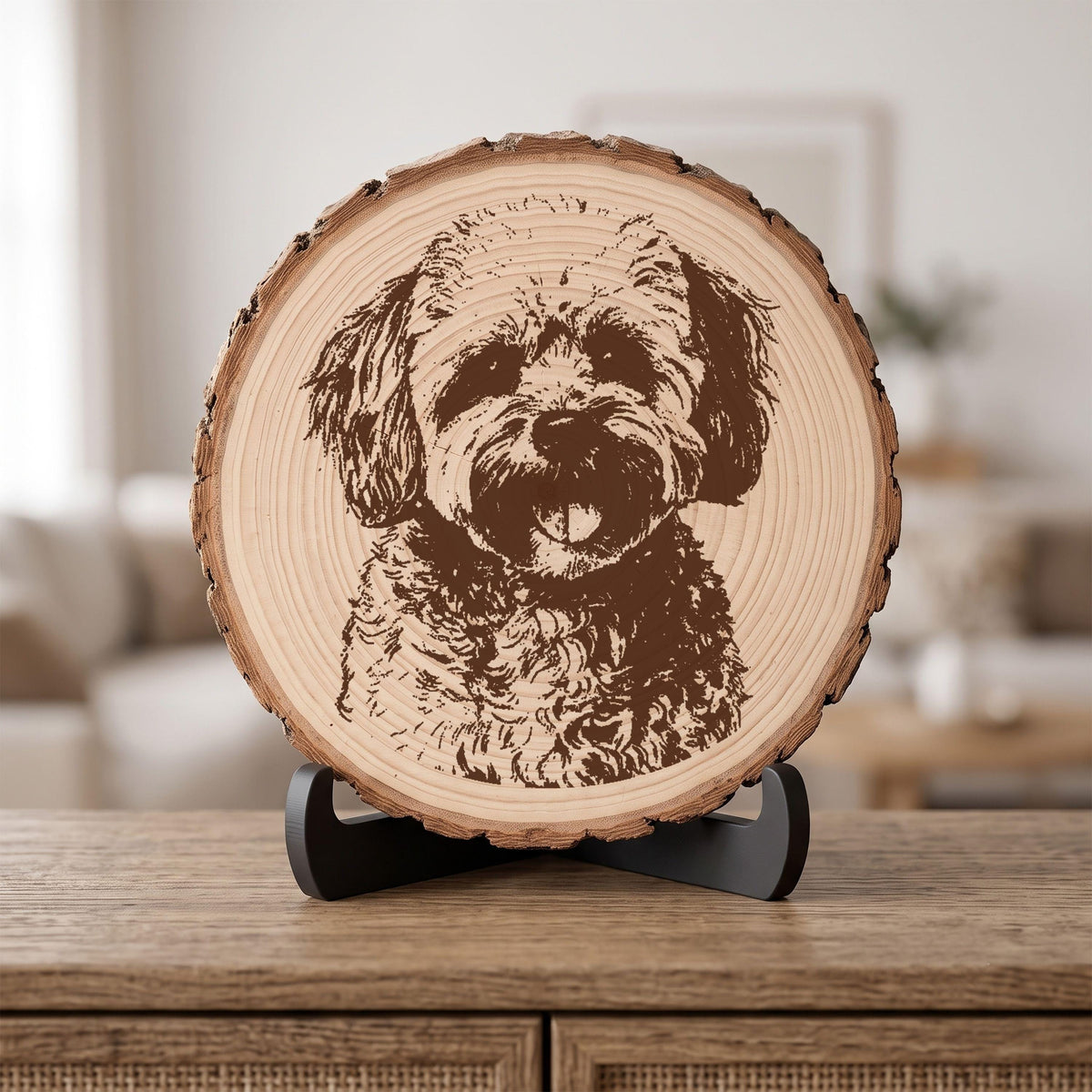 Custom Engraved Pet Portrait, Personalized Wood Slice Sign, Custom Cat Dog Engraving, Rustic Wood Burned Pet Art, Pet Memorial Gift