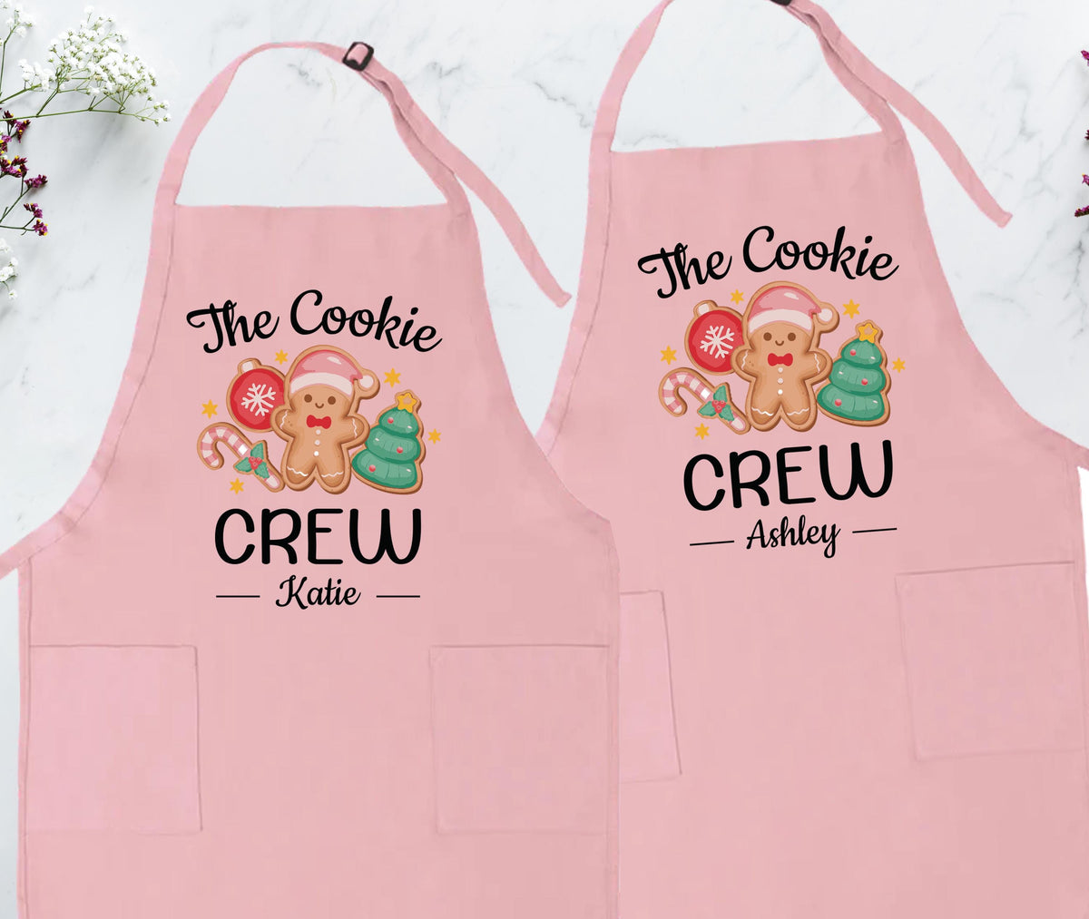 Christmas Cookie Crew Apron, Custom Baking Crew Apron, Christmas Apron Set, Gingerbread Apron, Matching Family Apron, Christmas Apron Gift