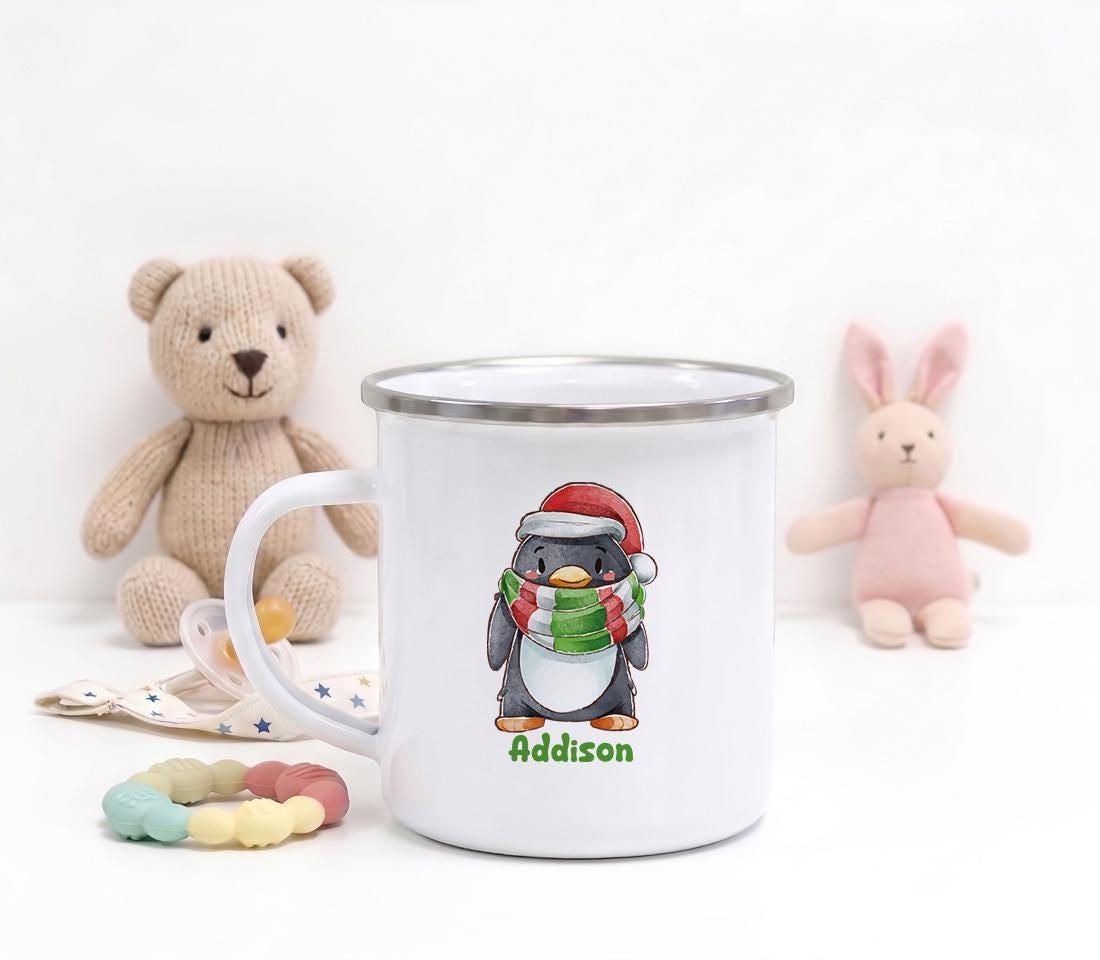 Personalized Kids Stainless Steel Camp Cup, Custom Name Winter Animal Mug