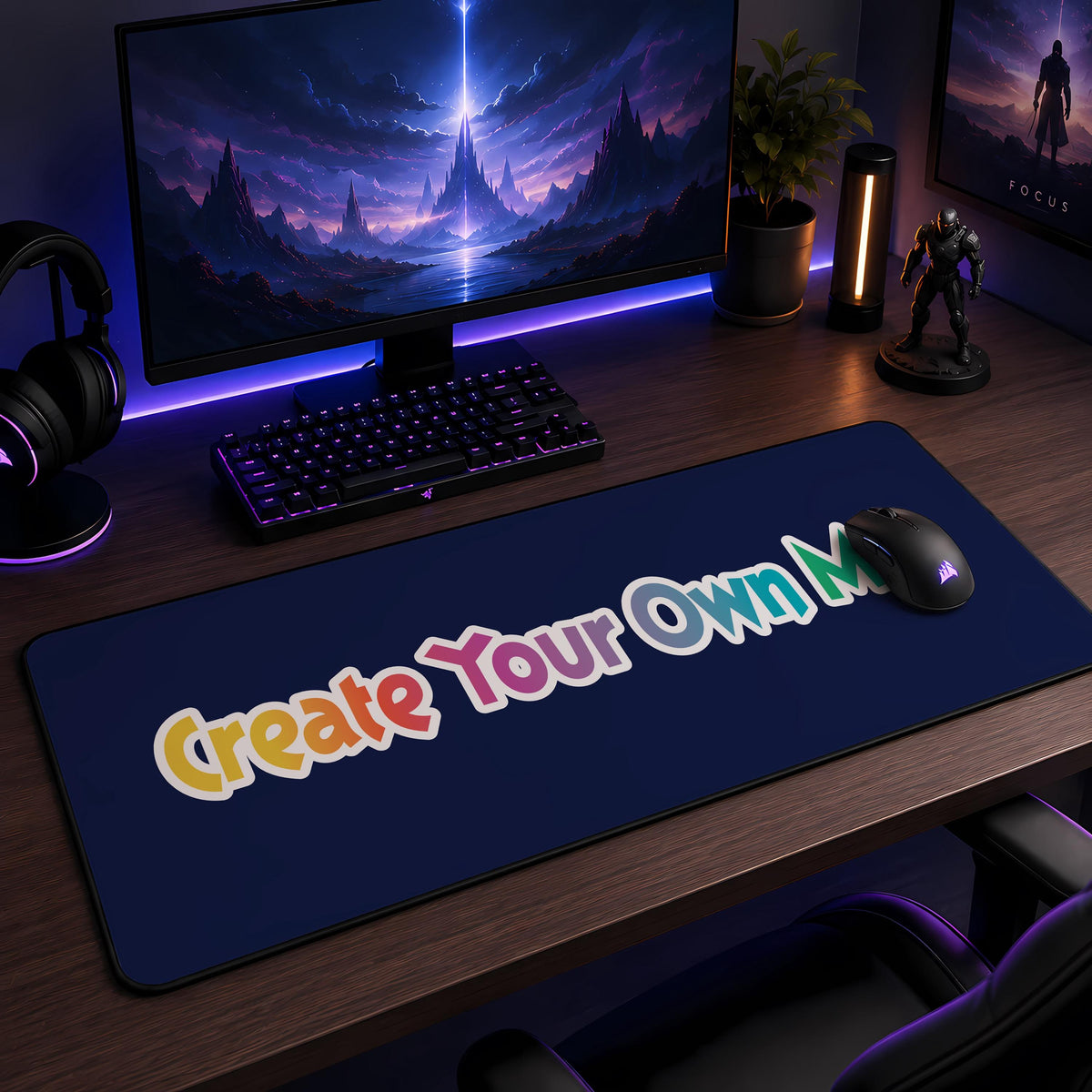 Custom Desk Mat, Personalized Gamer Setup Decor, Photo Mouse Pad Workspace Accessory