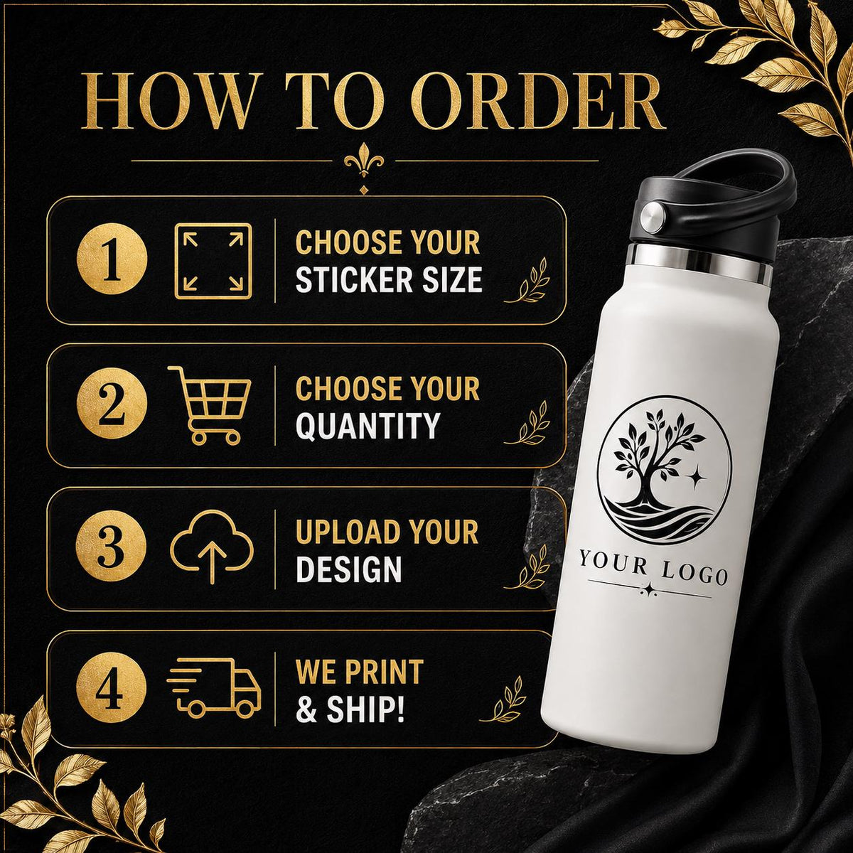 Custom Logo UV DTF Stickers, Personalized Waterproof Transfers Decals for Business