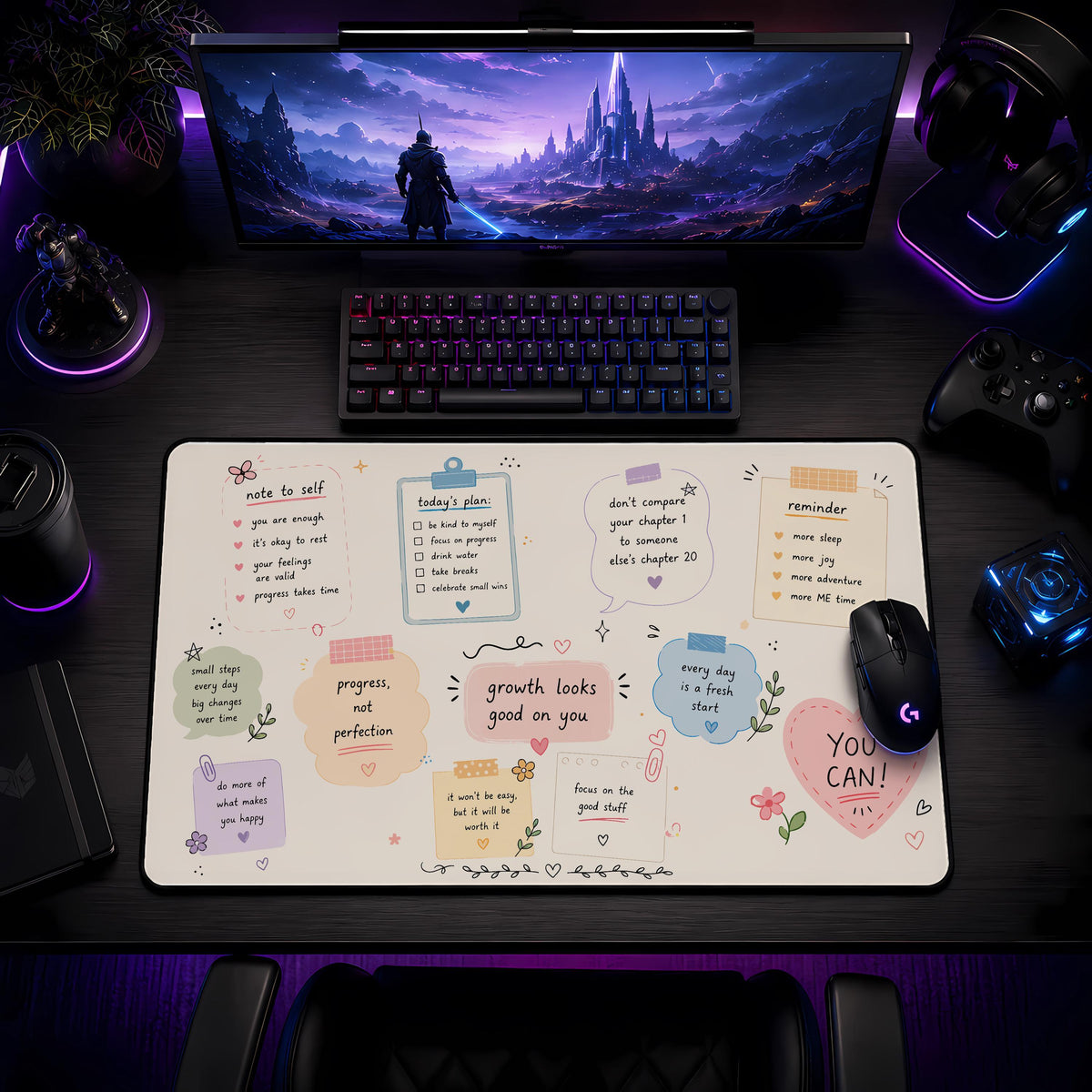Inspirational Desk Mat, Positive Affirmations, Mental Health Office Decor