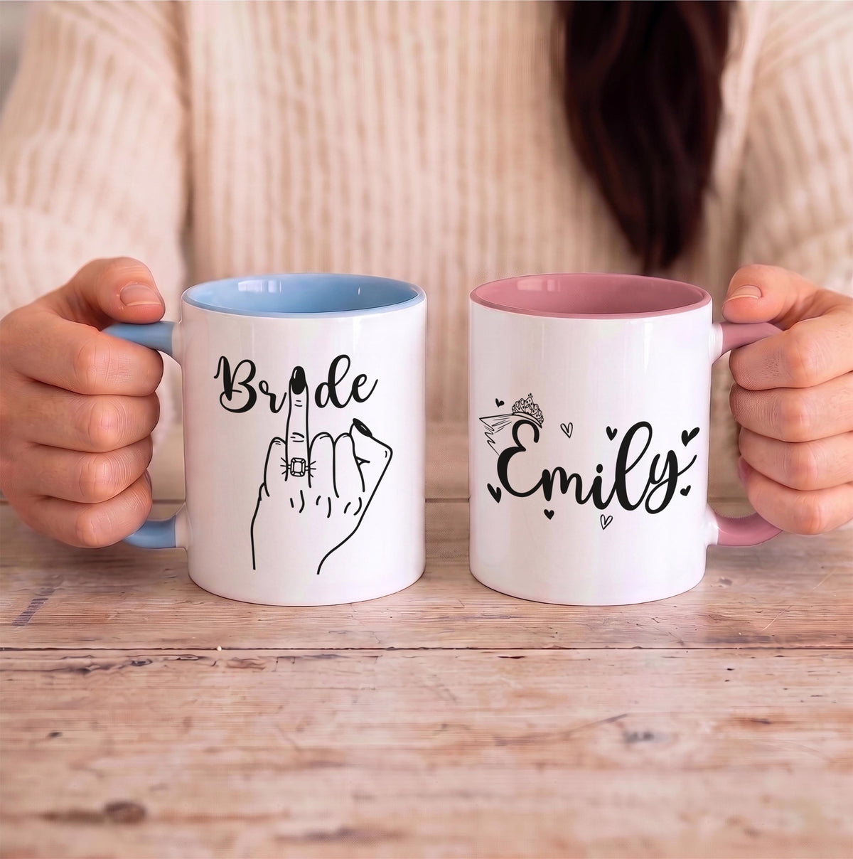 Custom Name Bride Middle Finger Coffee Mug, Bridal Shower Bachelorette Party Drinkware