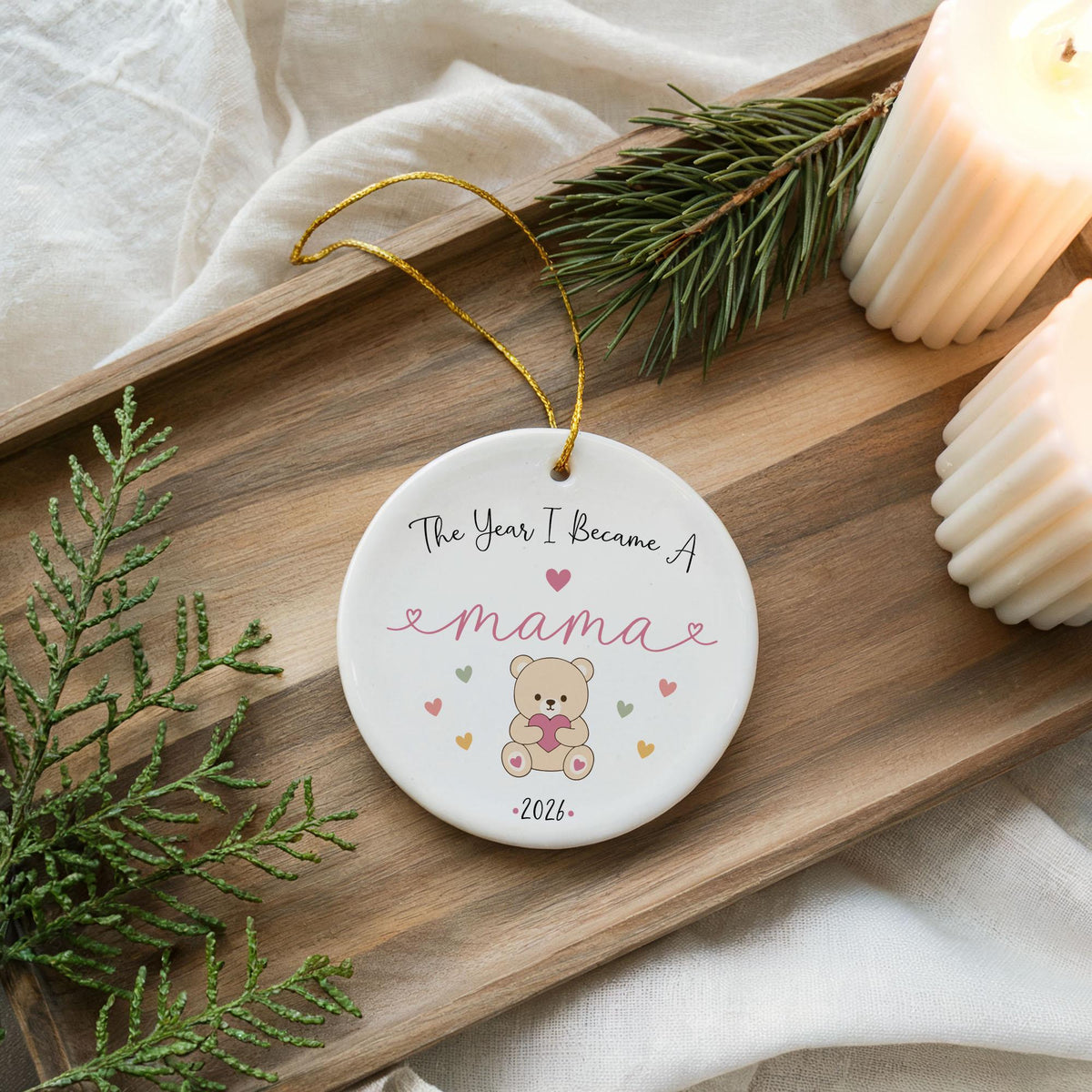 Ceramic Christmas Ornament, Mama Bear Keepsake, 2026 Holiday Ornament