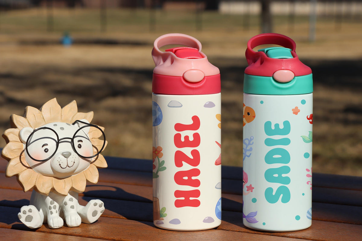 Personalized Kids Ocean Tumbler, Custom Name Sea Life Water Bottle