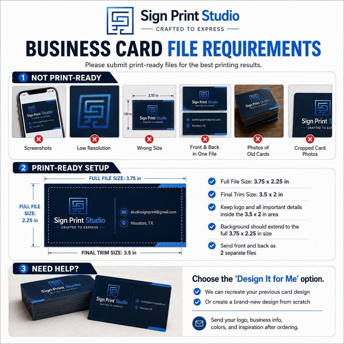 Custom Business Cards, Full-Color Printing, Professional Branding (3.5" x 2")