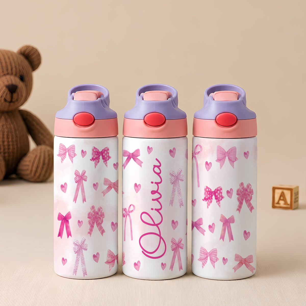 Personalized Kids Insulated Water Bottle, Custom Name Tumbler (First Day School Gift)