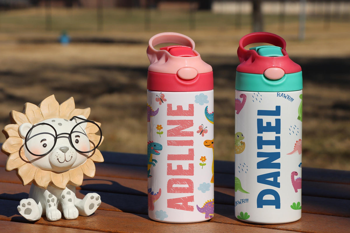 Personalized Dinosaur Kids Tumbler, Stainless Steel Water Bottle, Dino Lover Gift