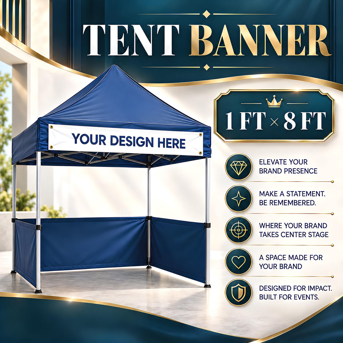 Custom Logo Tent Banner, Vendor Booth Sign for Craft Fairs and Farmers Markets