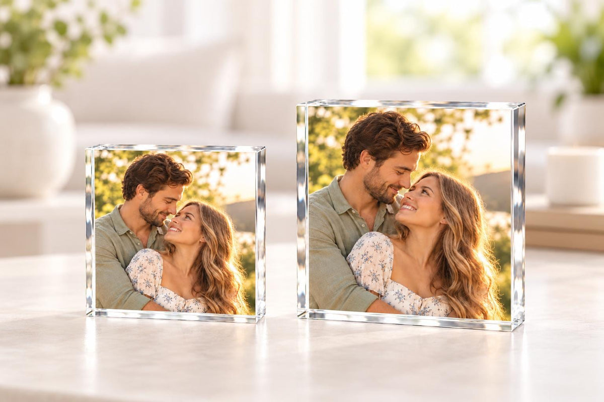 Custom Photo Square Acrylic Block, Personalized Christmas Photo Gift