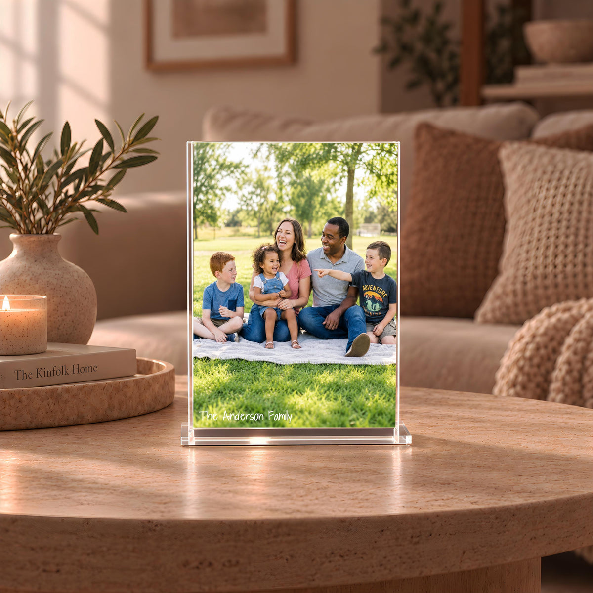 Custom Family Portrait Acrylic Block, Wedding Picture Desk Plaque
