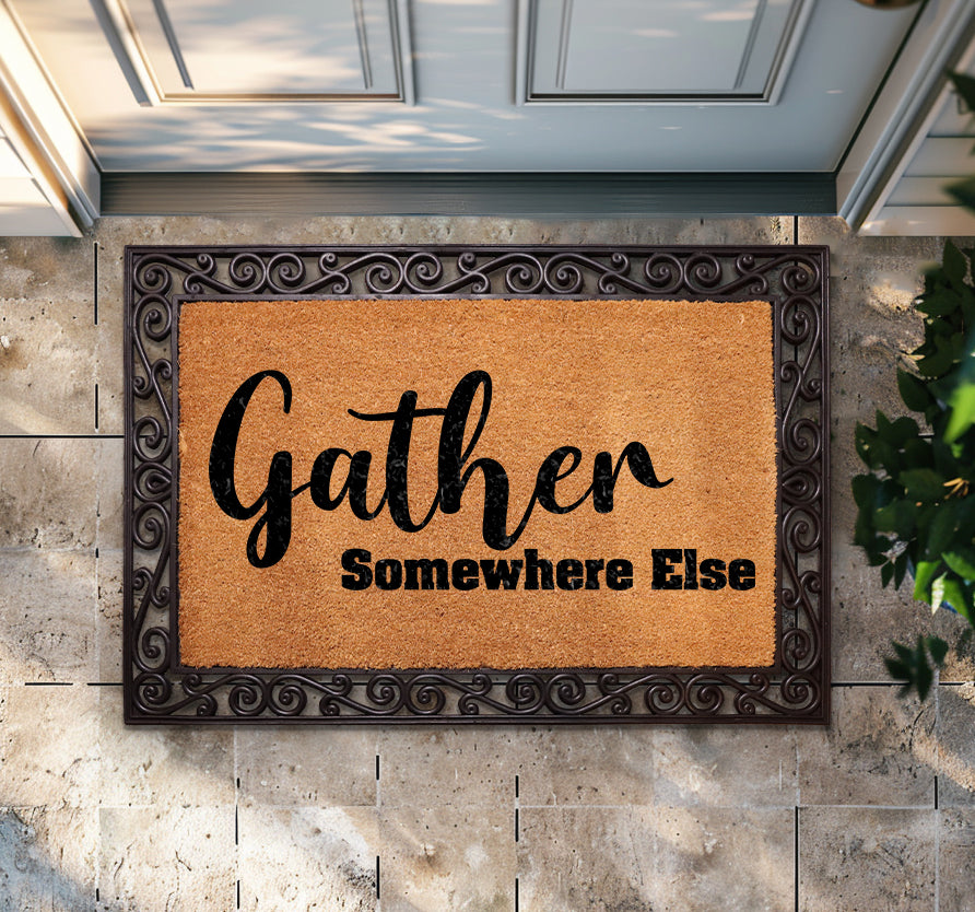 Sarcastic welcome mat, humorous doormat for outdoor entryway humor.