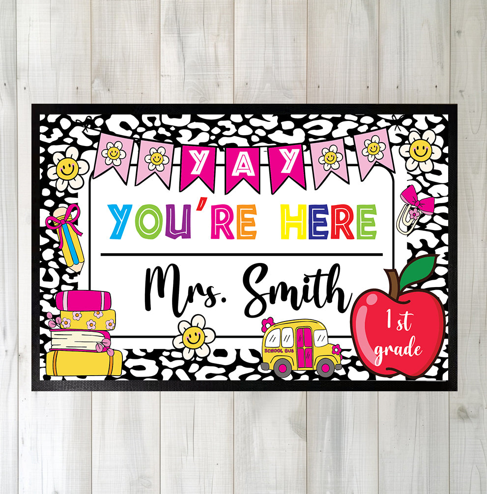 Custom Teacher Doormat, Personalized Classroom Welcome Mat, First Day Floor